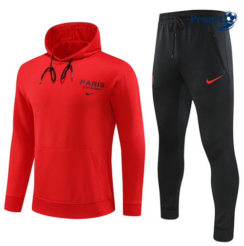 Peamu - Maillot foot Survetement PSG à capuche Rouge 2023/24 Soldes