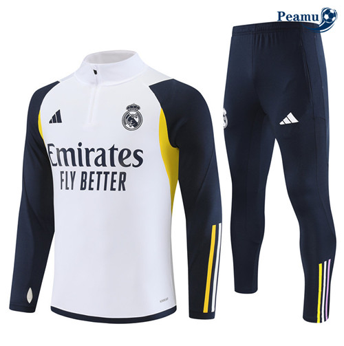 Peamu - Maillot foot Survetement Real Madrid Enfant Blanc 2023/24 Officiel