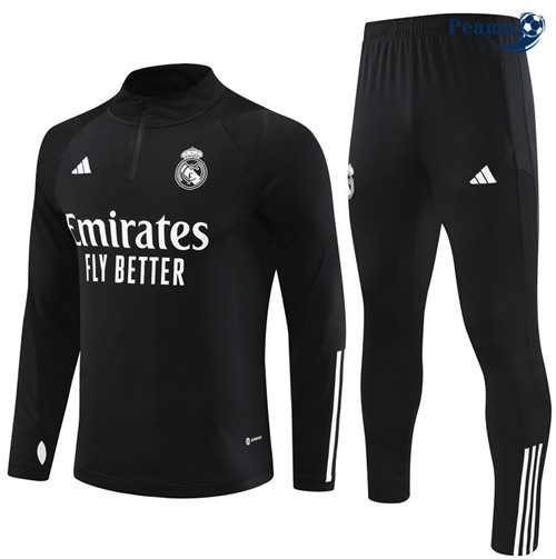 Peamu - Maillot foot Survetement Real Madrid Enfant Noir 2023/24 Soldes