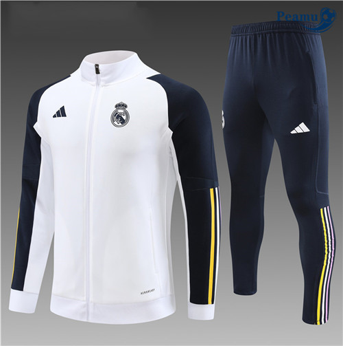 Peamu - Maillot foot Veste Survetement Real Madrid Enfant Blanc 2023/24 Paris