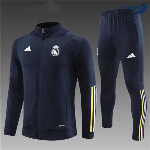 Peamu - Maillot foot Veste Survetement Real Madrid Enfant Bleu 2023/24 discout