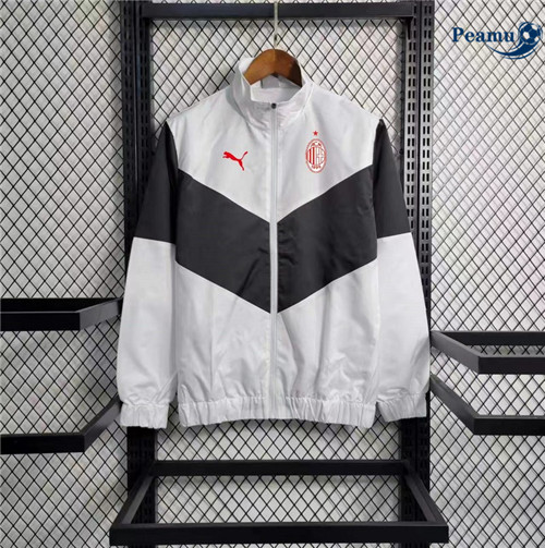 Peamu - Maillot foot Coupe Vent AC Milan Blanc 2023/24 personnalisé