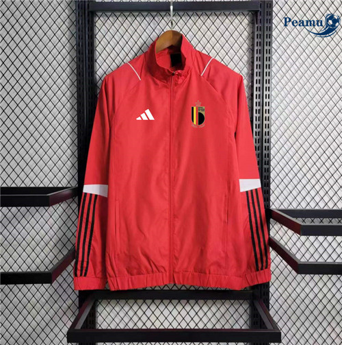 Peamu - Maillot foot Coupe Vent Belgique Rouge 2023/24 Original