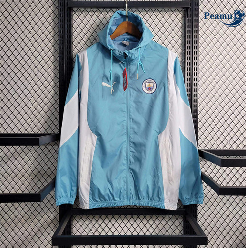 Peamu - Maillot foot Coupe Vent Manchester City Bleu 2023/24 Officiel
