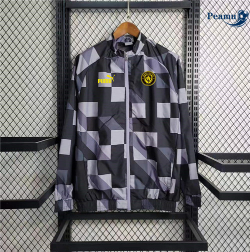 Peamu - Maillot foot Coupe Vent Manchester City Noir 2023/24 personnalisé