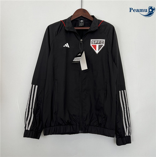 Peamu - Maillot foot Coupe Vent Sao Paulo Noir 2023/24 Soldes
