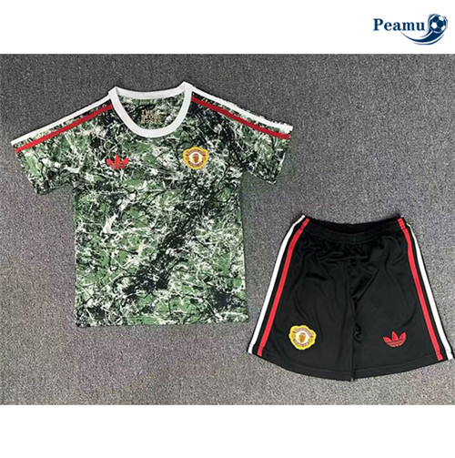 Maillot foot Manchester United Enfant co-signé Vert/Gris 2024-2025