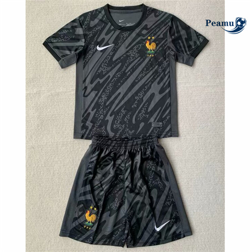 Maillot foot France Enfant Gardien de but Gris/Noir 2024-2025