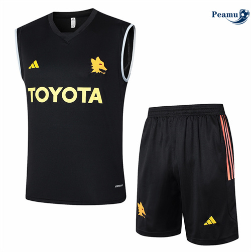 Maillot foot Kit Entrainement AS Rome Debardeur + Shorts noir 2024/2025 prix