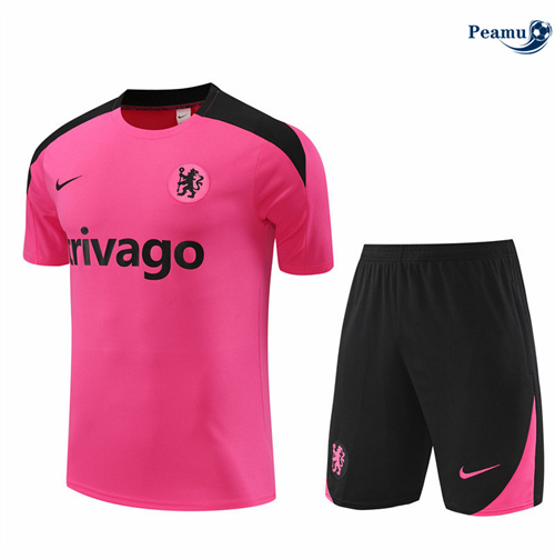 Maillot foot Kit Entrainement Chelsea Enfant + Shorts rose 2024/2025 France