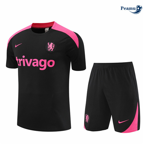 Maillot foot Kit Entrainement Chelsea + Shorts noir 2024/2025 personnalisé