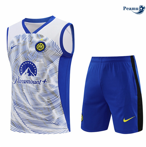 Maillot foot Kit Entrainement Inter Milan Debardeur + Shorts Blanc 2024/2025 Outlet