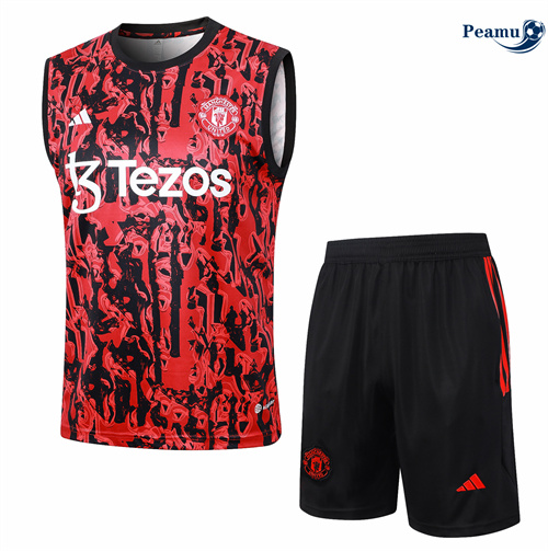 Maillot foot Kit Entrainement Manchester United Debardeur + Shorts rouge 2024/2025 Chinois
