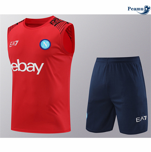 Maillot foot Kit Entrainement Naples Debardeur + Shorts rouge 2024/2025 France