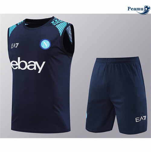 Maillot foot Kit Entrainement Naples Debardeur + Shorts bleu 2024/2025 Officiel