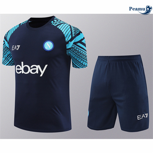 Maillot foot Kit Entrainement Naples + Shorts bleu 2024/2025 Original