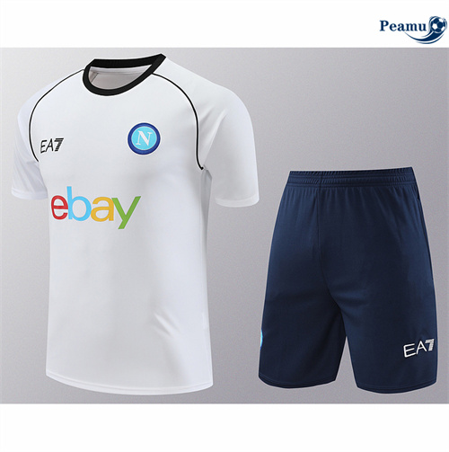 Maillot foot Kit Entrainement Naples + Shorts Blanc 2024/2025 prix