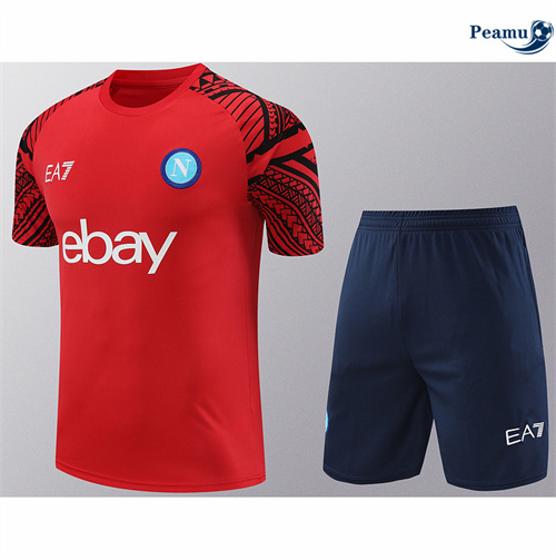 Maillot foot Kit Entrainement Naples + Shorts rouge 2024/2025 Outlet