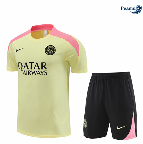 Maillot foot Kit Entrainement Paris PSG + Shorts jaune clair 2024/2025 Outlet