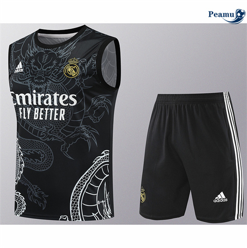 Maillot foot Kit Entrainement Real Madrid Debardeur + Shorts noir 2024/2025 Original