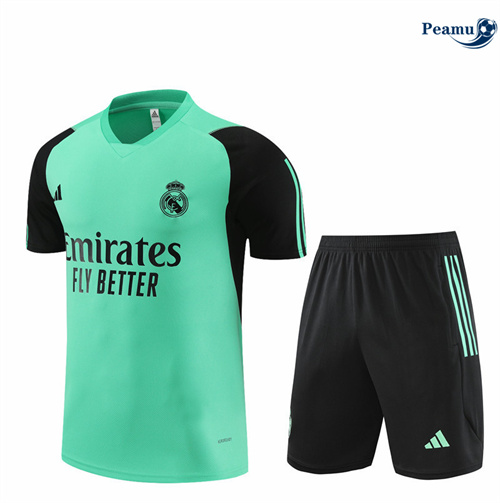 Maillot foot Kit Entrainement Real Madrid Enfant + Shorts vert 2024/2025 France