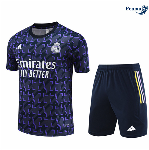 Maillot foot Kit Entrainement Real Madrid + Shorts bleu royal 2024/2025 Officiel