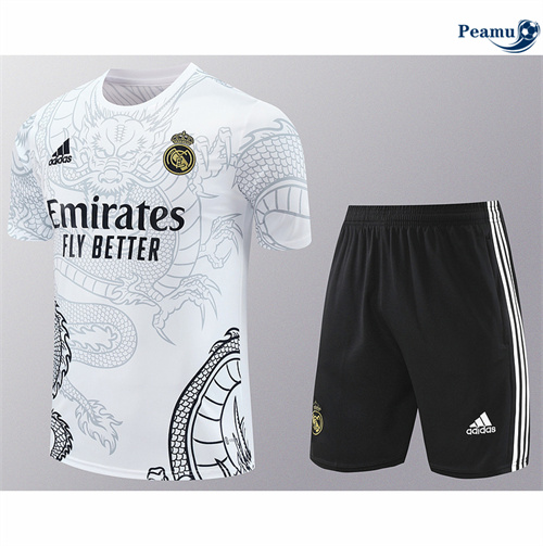 Maillot foot Kit Entrainement Real Madrid + Shorts Blanc 2024/2025 Paris