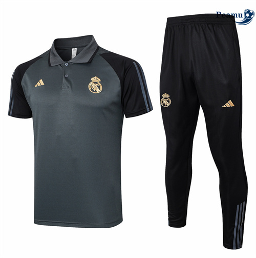 Maillot foot Kit Entrainement Real Madrid polo + Pantalon gris 2024/2025 France