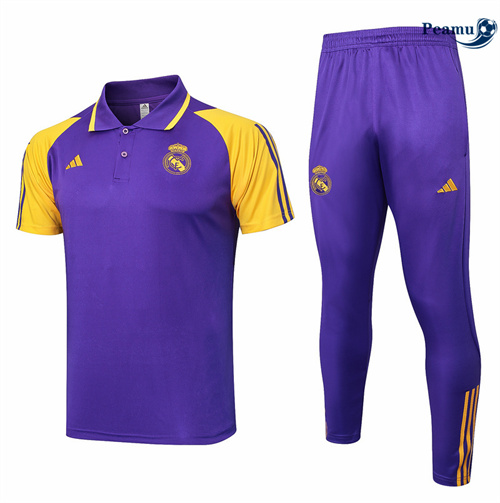 Maillot foot Kit Entrainement Real Madrid polo + Pantalon Violet 2024/2025 personnalisé