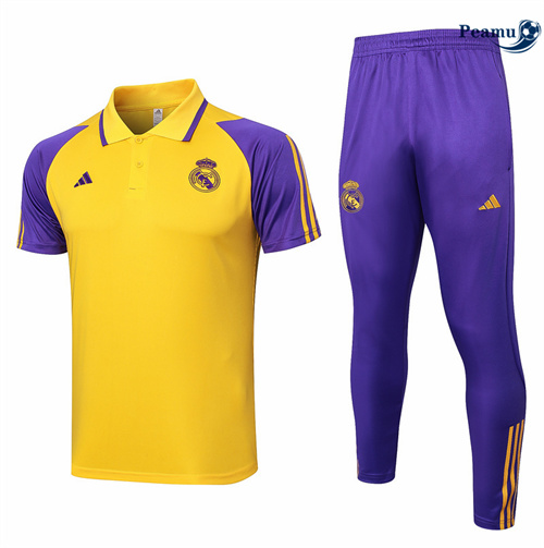 Maillot foot Kit Entrainement Real Madrid polo + Pantalon jaune 2024/2025 Officiel