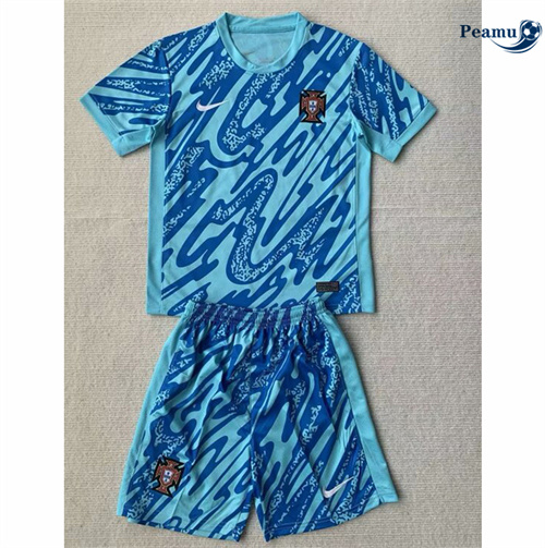 Maillot foot Portugal Enfant Gardien de but bleu 2024/2025 personnalisé
