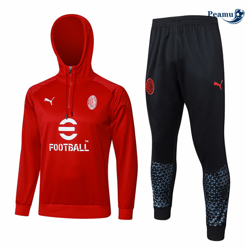 Survetement AC Milan à capuche rouge 2024/2025 Soldes