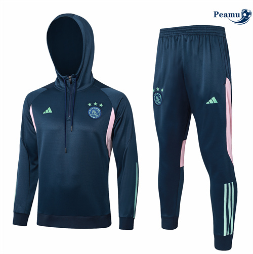 Survetement Ajax Enfant à capuche bleu royal 2024/2025 Officiel