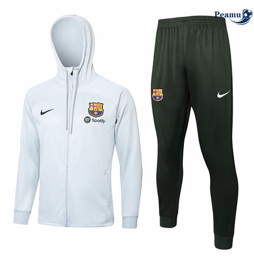 Veste Survetement Barcelone à Capuche gris clair 2024/2025 France