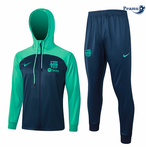 Veste Survetement Barcelone Enfant à Capuche bleu royal 2024/2025 personnalisé