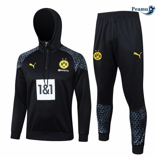 Survetement Borussia Dortmund à capuche noir 2024/2025 Officiel