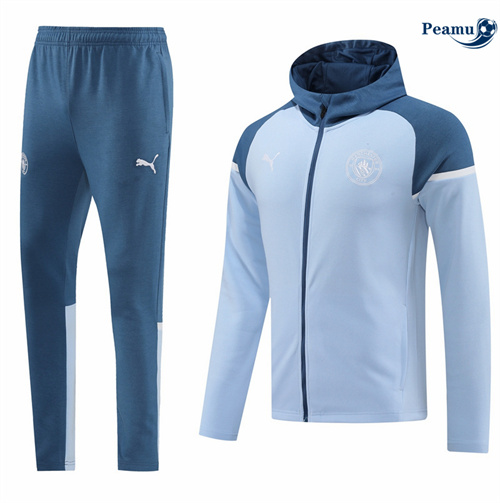 Veste Survetement Manchester City à Capuche bleu 2024/2025 discout