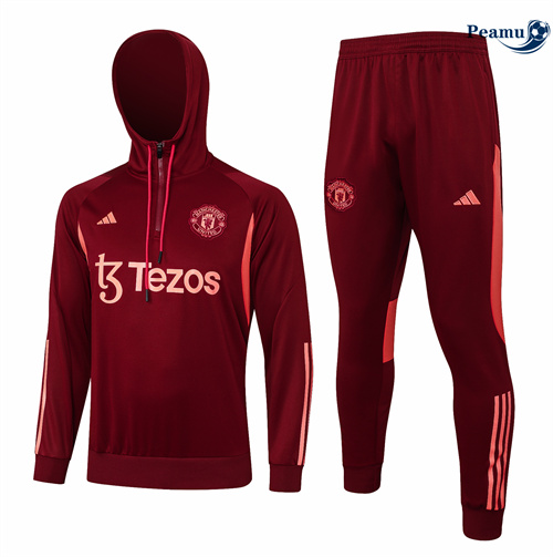 Survetement Manchester United à capuche rouge bordeaux 2024/2025 Paris