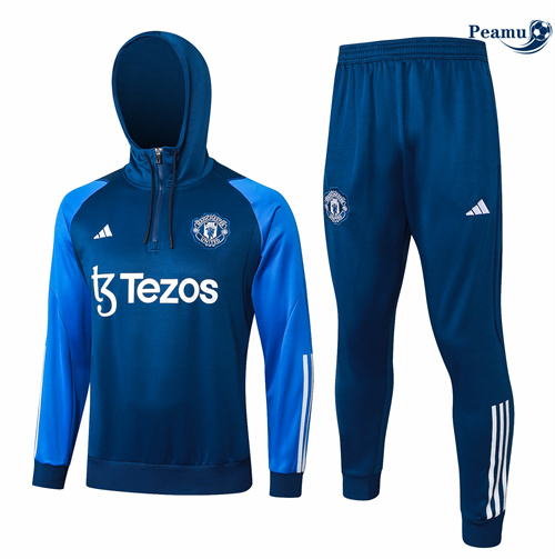 Survetement Manchester United à capuche bleu royal 2024/2025 personnalisé