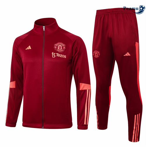 Veste Survetement Manchester United rouge bordeaux 2024/2025 Officiel