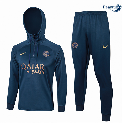 Survetement Paris PSG Enfant à capuche bleu royal 2024/2025 Chinois