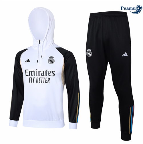 Survetement Real Madrid Enfant à capuche Blanc 2024/2025 Officiel