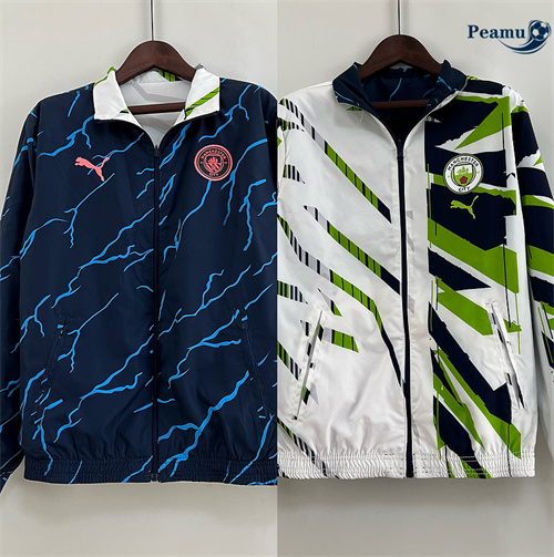 Veste Réversible Coupe vent Manchester City bleu 2024/2025 discout