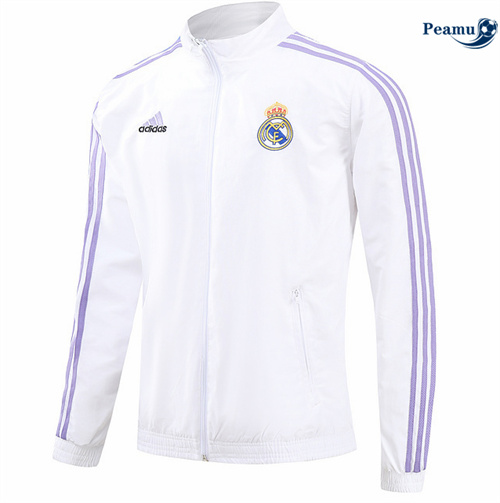 Veste Réversible Coupe vent Real Madrid Blanc 2024/2025 Soldes