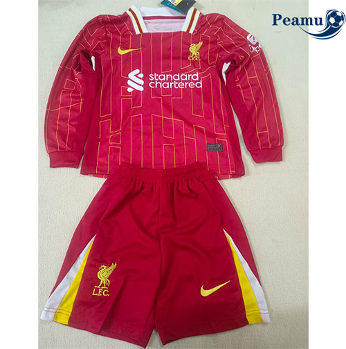 Maillot foot Liverpool Enfant Domicile Manche Longue 2024-2025 Soldes