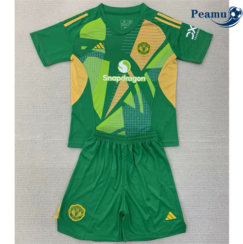 Maillot foot Manchester United Enfant Gardien De But Vert 2024-2025 France