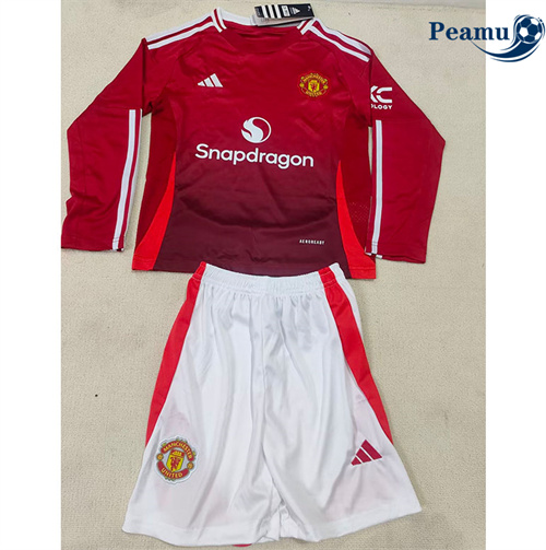 Maillot foot Manchester United Enfant Domicile Manche Longue 2024-2025 personnalisé