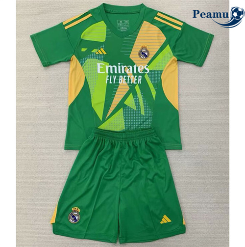 Maillot foot Real Madrid Enfant Gardien de but Vert 2024-2025 Soldes