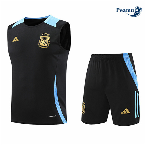 Maillot foot Kit Entrainement Argentine Debardeur + Shorts Noir 2024-2025 France