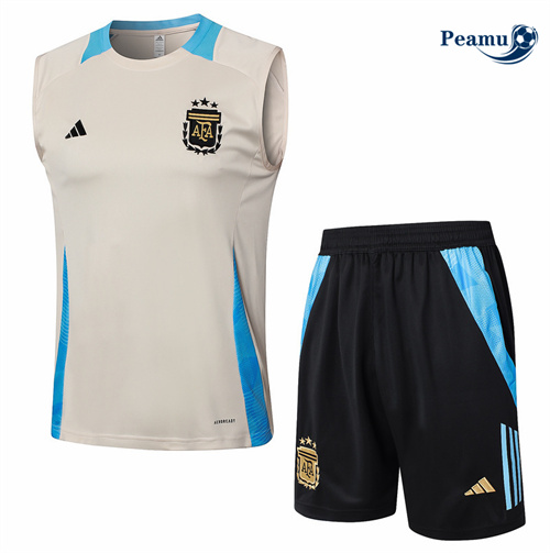 Maillot foot Kit Entrainement Argentine Debardeur + Shorts Jaune 2024-2025 personnalisé